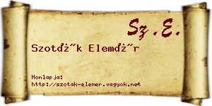 Szoták Elemér névjegykártya